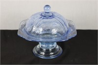 Madrid Ice Blue Pedestal Covered Butter Dish (Smal