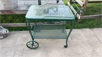 Wrought Iron Tea Cart with Glass Top