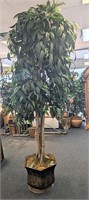Faux Tree in Large Metal Pot