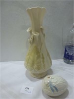 Belleek Vase 9.75" High / Swan Egg - Good Cond