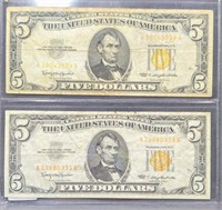 U.S. 1963 $5 Notes with Red Seal