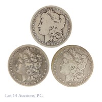 1882 P, O & S Silver Morgan Dollars (3)