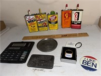 Advertisement, sharpening hone, oil cans