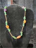COLORED STONE NECKLACE 16"