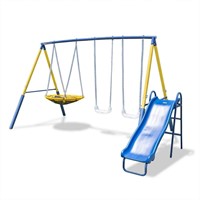 Starlight LED Metal Swing Set w/ 5 ft. Slide