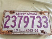 1958 IL. License Plate