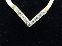 Gold Tone Herringbone Necklace with Rhinestones