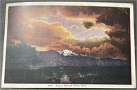 Vintage Stamped Sunset Behind Pikes Peak PPC
