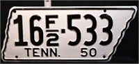 1950 state shaped TN license plate