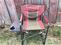 Folding chair with table attached
