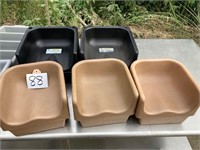 (5) Plastic Booster Seats and Silverware Caddies