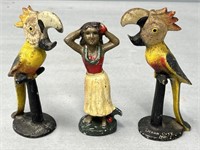 3 Painted Cast Iron Figural Bottle Openers