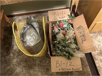 Box of Assorted Decorations and Yellow Bsk  B1-12