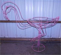 Metal pink flamingo yard art planter, 44" tall -