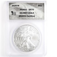 2020-W Burnished Silver Eagle ANACS SP70