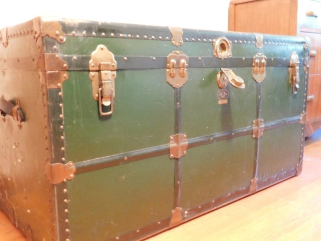 Trunk with Brass Trim - 24.5" H x 47" W x 22" D