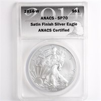 2014-W Burnished Silver Eagle ANACS SP70