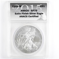 2015-W Burnished Silver Eagle ANACS SP70