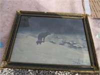 Vintage "Rare" Lone Wolf Print Framed