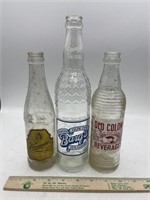 Vintage soda bottles Barqs and Old Colony Vernois