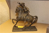 Antique Metal Horse and Rider