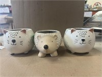 Trio Cute Animal Planter Pots