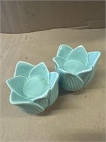 Turquoise Lotus Candle Holders