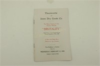 1908 Jones Store Program for Brutality Show. JDP