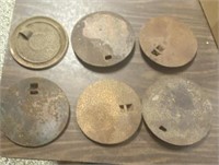 6 Cast Iron Stove Top Lid Parts. Different sizes