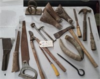 18pc unusual tools horns horseshoe tomahawk etc