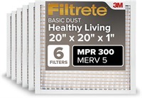 Filtrete 20x20x1 Air Filter, MERV 5, MPR 300 6PK