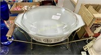 PYREX CASSEROLE IN WARMER STAND