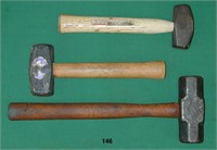 Lot of three metalworking hammers