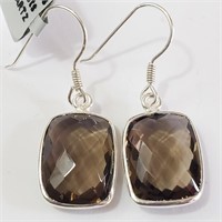 $200 Silver Smokey Quartz(14.35ct) Earrings