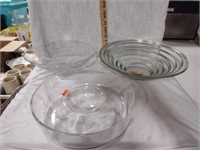 Clear Glass Etched Serving Bowls, Lrg Glass Bowl