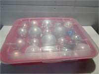 CHRISTMAS ORNAMENTS IN STORAGE CONTAINER