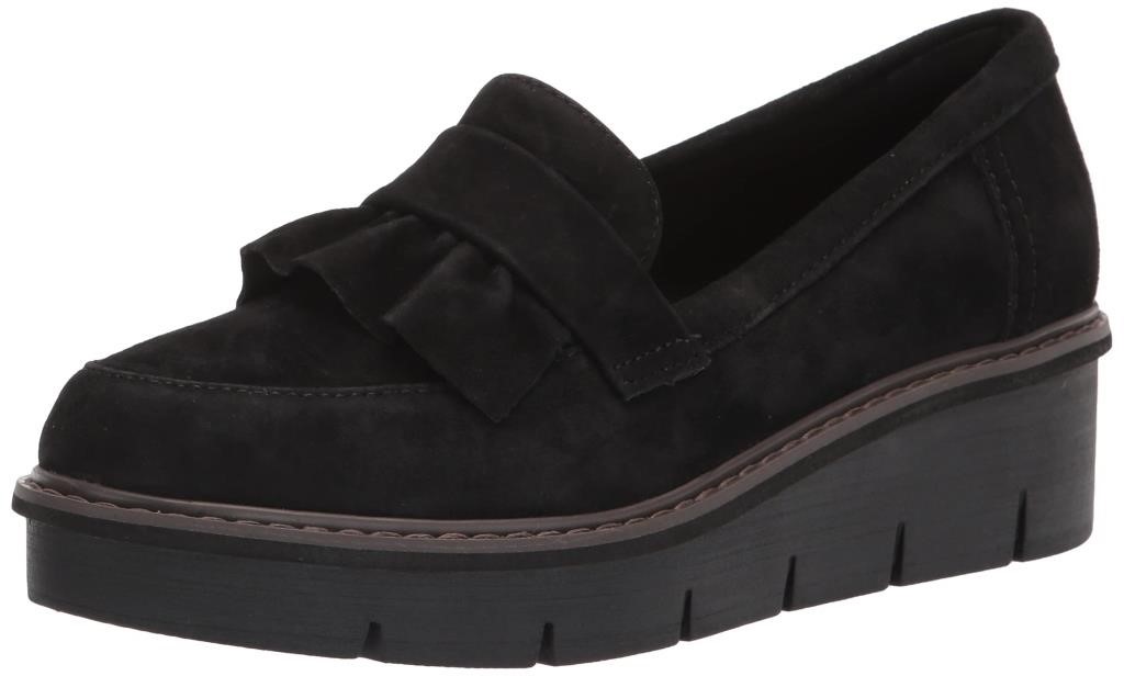 Clarks Women's Airabell Slip Shoe, Black SDE, 7.5