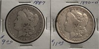 1887-P & 1890-O Morgan Dollars