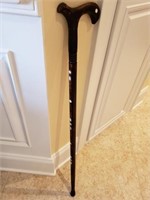 Wooden Walking Cane with Mother of Pearl Inlay