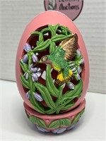Resin Carved Hummingbird Easter Egg w/Stand 5"
