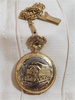 EMBASSY POCKET WATCH WITH TRAIN ON FRONT
