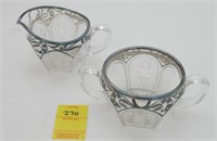 STERLING OVERLAY CREAMER & SUGAR