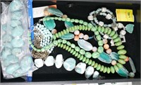 TRAY LOT OF STONE JEWELRY