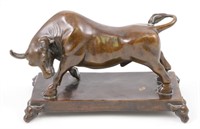 FINE CAST BRONZE BULL STATUE