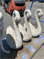 3 Cement Swan Statues