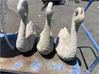 3 Cement Swan Statues