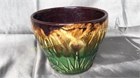 Majolica possibly brushed McCoy pot 5in tall