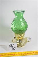 Vintage Electric Brass Lamp with Green Glass
