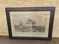 Antique Radtke Lauckner & Co Etching in Oak