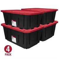N2170  Black+Red Snap Lid Storage Bins (Set of 4)